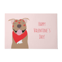 Happy Valentines Day American Bulldog Kiss Marks