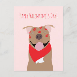 Happy Valentines Day American Bulldog Kiss Marks Postkarte