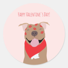 Happy Valentines Day American Bulldog Kiss Marks Runder Aufkleber