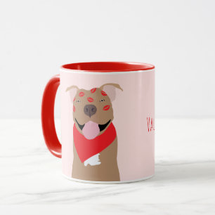 Happy Valentines Day American Bulldog Kiss Marks Tasse