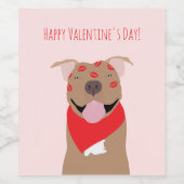 Happy Valentines Day American Bulldog Kiss Marks Weinetikett (Einzelnes Label)