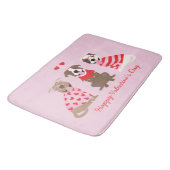 Happy Valentines Day American Pit Bull Terriers Badematte (Schrägansicht)