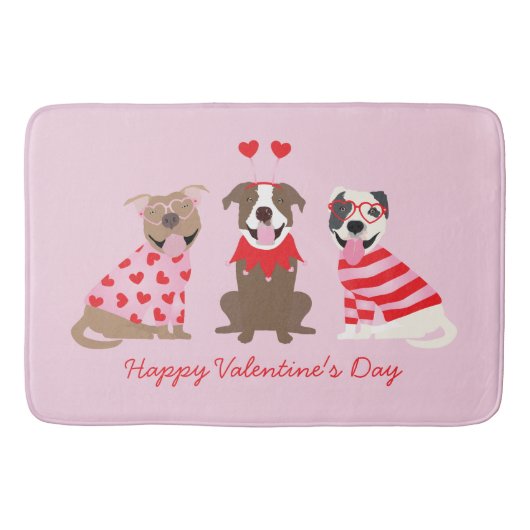 Happy Valentines Day American Pit Bull Terriers Badematte (Vorderseite)