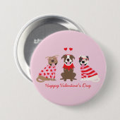 Happy Valentines Day American Pit Bull Terriers Button (Vorne & Hinten)