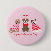 Happy Valentines Day American Pit Bull Terriers Button (Vorderseite)