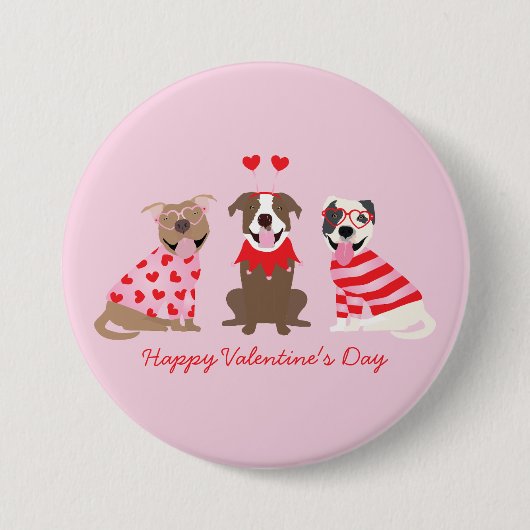 Happy Valentines Day American Pit Bull Terriers Button (Vorderseite)