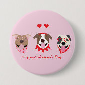 Happy Valentines Day American Pit Bull Terriers Button (Vorderseite)
