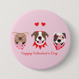 Happy Valentines Day American Pit Bull Terriers Button