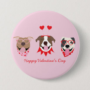 Happy Valentines Day American Pit Bull Terriers Button
