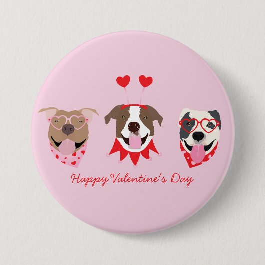 Happy Valentines Day American Pit Bull Terriers Button (Vorderseite)