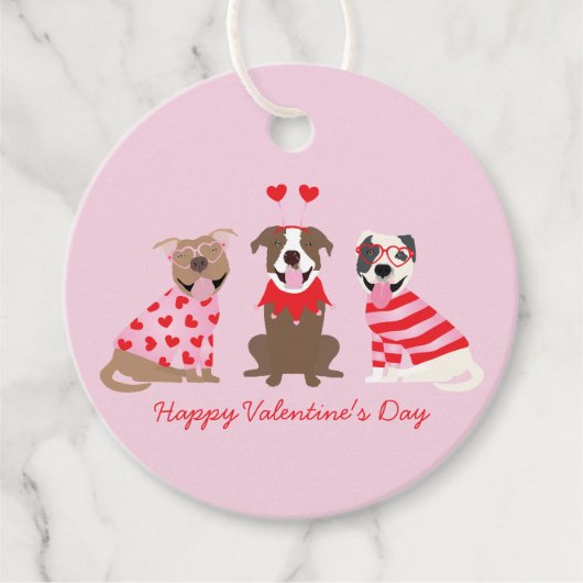 Happy Valentines Day American Pit Bull Terriers Geschenkanhänger (Vorderseite)