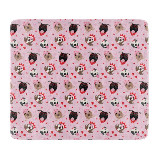 Happy Valentines Day American Pit Bull Terriers Schneidebrett (Vorderseite)