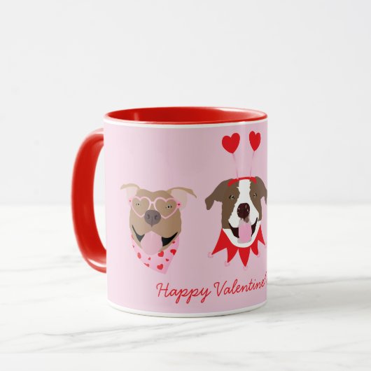 Happy Valentines Day American Pit Bull Terriers Tasse (Vorderseite Links)