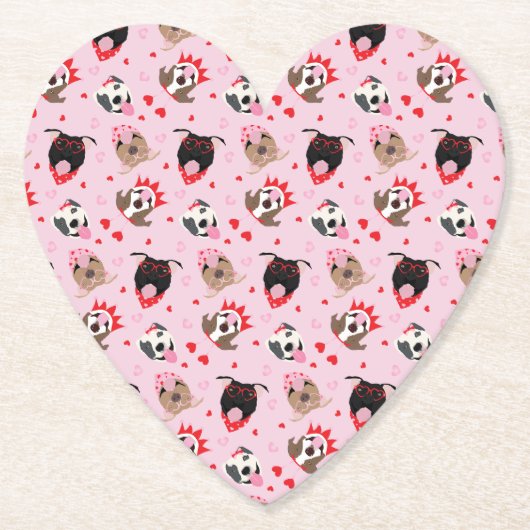 Happy Valentines Day American Pit Bull Terriers Untersetzer (Vorderseite)
