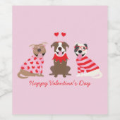 Happy Valentines Day American Pit Bull Terriers Weinetikett (Einzelnes Label)