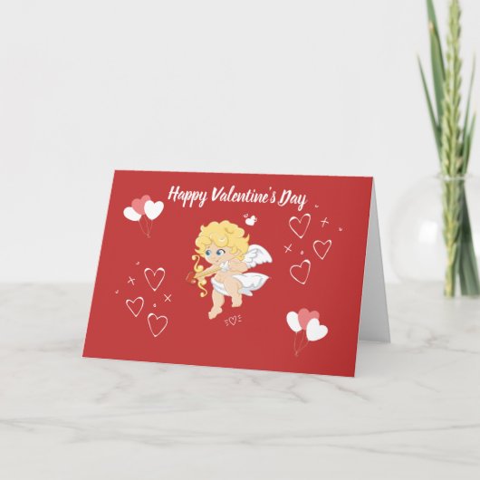 Happy Valentine's Day Angel Feiertagskarte (Vorderseite)