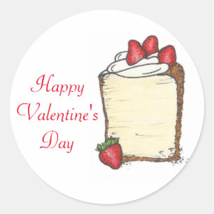 Happy Valentine's Day Angel Food Cake Erdbeere Runder Aufkleber