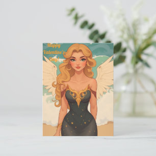 Happy Valentine's Day Angel Girl Personalisiert Postkarte