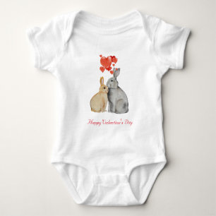 Happy Valentine's Day Aquarellbunnies Baby Strampler