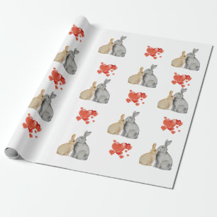 Happy Valentine's Day Aquarellbunnies Geschenkpapier