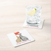 Happy Valentine's Day Aquarellbunnies Rechteckiger Pappuntersetzer (Vor Ort)