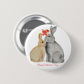 Happy Valentine's Day Aquarellbüschen Button (Vorne & Hinten)