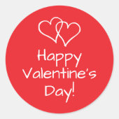 Happy Valentine's Day Aufkleber mit Doppelherzen (Vorderseite)