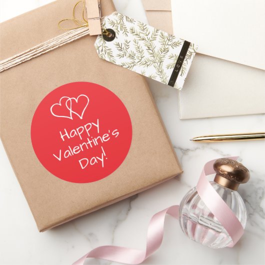 Happy Valentine's Day Aufkleber mit Doppelherzen (Schenken)