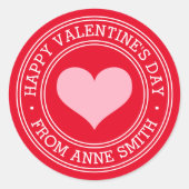 Happy Valentine's Day aus individuelle Name rot Runder Aufkleber (Vorderseite)