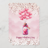 Happy Valentine's Day Balloons Feiertagskarte (Vorne/Hinten)