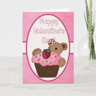 Happy Valentine's Day Bären/Cupcake Card d1 Feiertagskarte