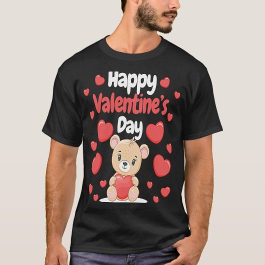 Happy Valentine's Day Bären Herz Liebe Herz Coupl T-Shirt (Vorderseite)