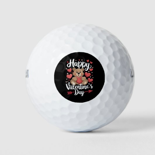 Happy Valentine's Day Bären Herz Niedliche Paare Golfball (Vorderseite)