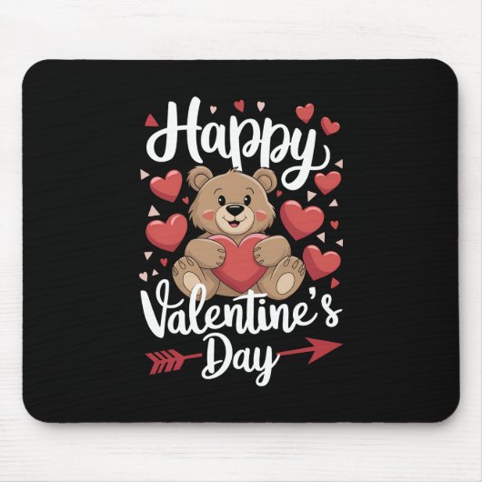 Happy Valentine's Day Bären Herz Niedliche Paare Mousepad (Vorne)