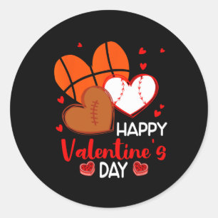Happy Valentines Day Basketball Baseball Football Runder Aufkleber