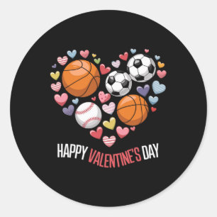 Happy Valentines Day Basketball Baseball Football Runder Aufkleber