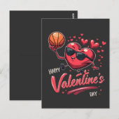 Happy Valentine's Day Basketball Liebhaber Postkarte (Vorne/Hinten)