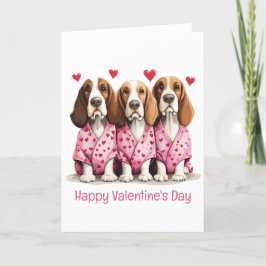 Happy Valentines Day Basset Hound Hunde Feiertagskarte