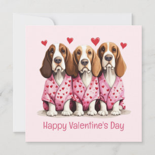 Happy Valentines Day Basset Hound Hunde Feiertagskarte