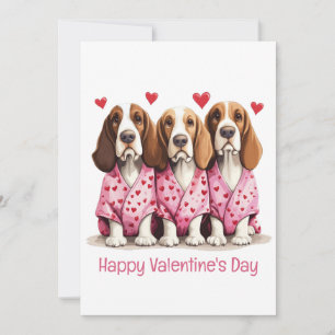 Happy Valentines Day Basset Hound Hunde Feiertagskarte