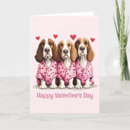Happy Valentines Day Basset Hound Hunde Feiertagskarte