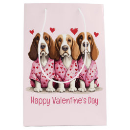 Happy Valentines Day Basset Hound Hunde Mittlere Geschenktüte