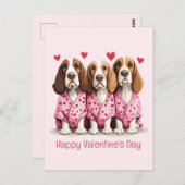 Happy Valentines Day Basset Hound Hunde Postkarte (Vorne/Hinten)