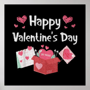 Happy Valentines Day Be meine Niedlichen Herzen Poster