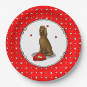 Happy Valentine's Day Be Mine Irish Setter (rot 1) Pappteller (Vorderseite)