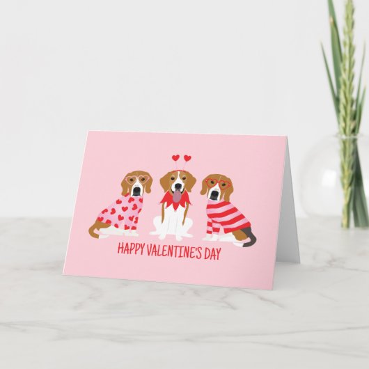 Happy Valentines Day Beagle Hunde Feiertagskarte (Vorderseite)