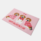 Happy Valentines Day Beagle Hunde Fußmatte (Schrägansicht)