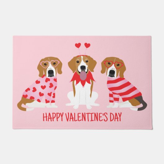 Happy Valentines Day Beagle Hunde Fußmatte (Vorderseite)