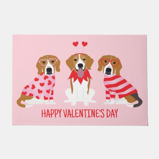 Happy Valentines Day Beagle Hunde Fußmatte (Vorderseite)