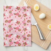 Happy Valentines Day Beagle Hunde Geschirrtuch (Viertel Falte)